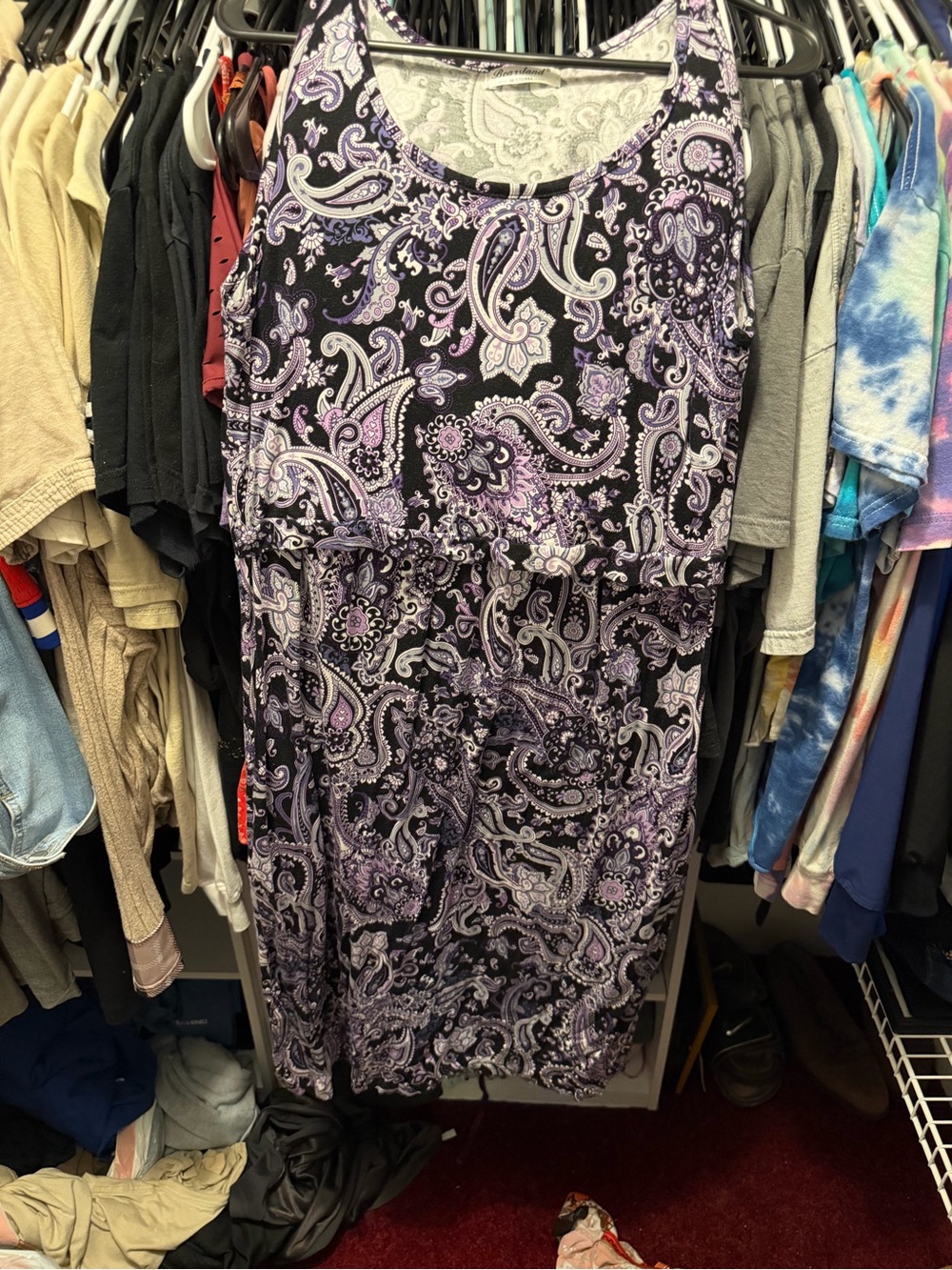 Bearsland Purple and White Paisley Print Top